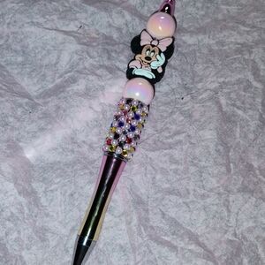 Homemade Disney Character Pink and Multicolor Beaded Pen